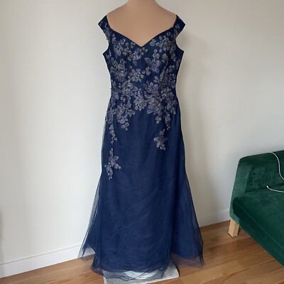 LIANCARLO COUTURE Tulle Floral Embroidered Off the Shoulder Blue Evening Gown 14 | eBay LIANCARLO COUTURE Tulle Floral Embroidered Off the Shoulder Blue Evening Gown 14 | eBay