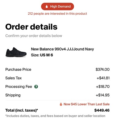 New Balance 990v4 JJJJound Navy M990JJ4 Mens Size 6 Brand New Ds