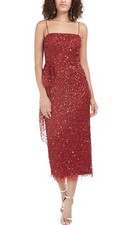 Adrianna Papell Womens Sequined Calf Length Midi Dress Red Size 2 NWT. MRP 269$