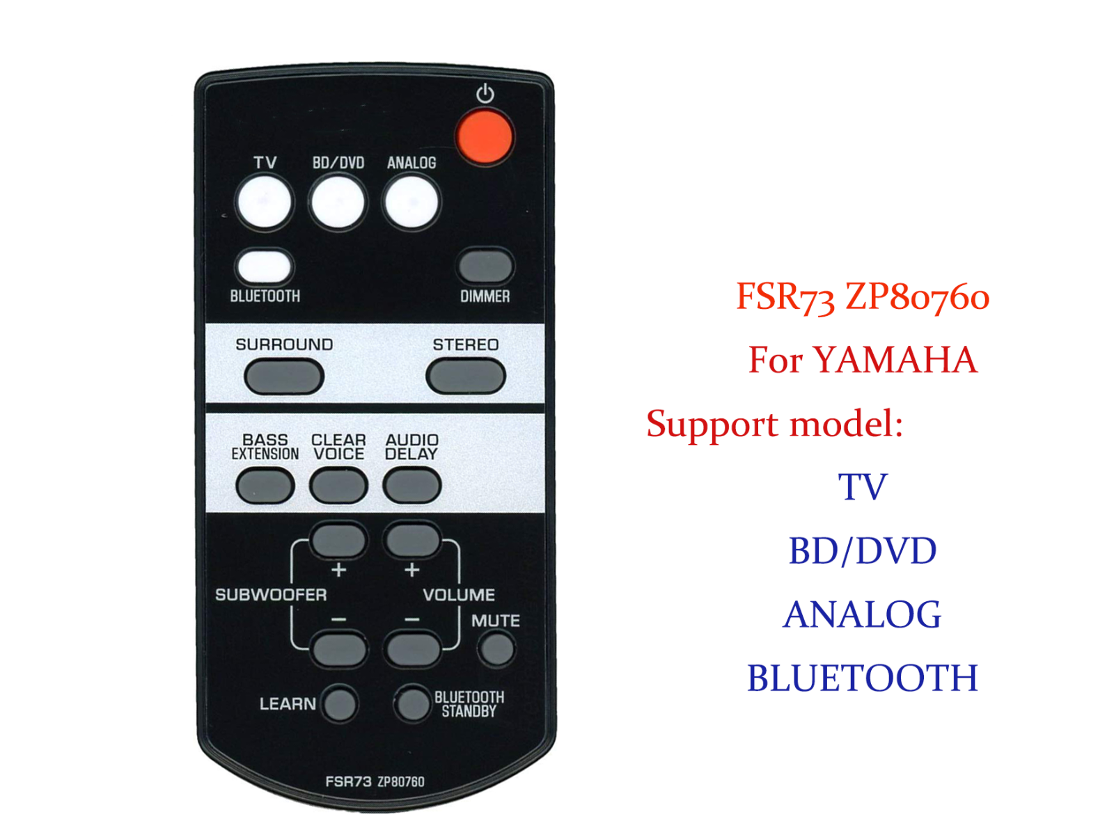YAMAHA Sound BAR FSR73 ZP80760 REMOTE CONTROL FOR YAS105 SRT700 ATS