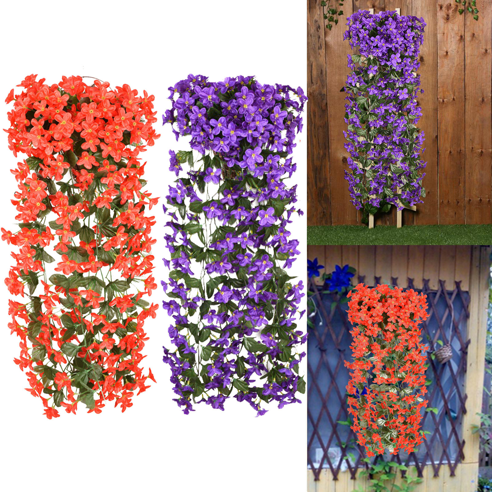 Artificial Plants Wall Hanging Decorations Faux Flowers Leaf Vines Garden Decors-image