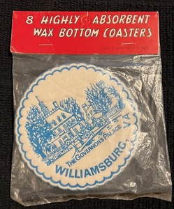 Vintage Williamsburg, VA souvenir - coasters, unopened package