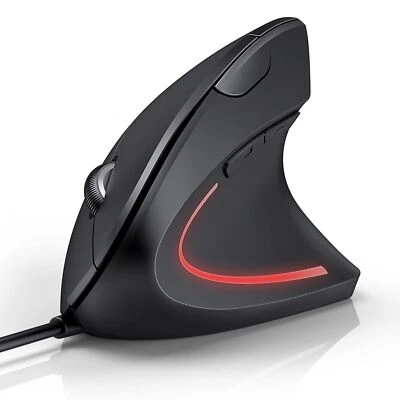 TECKNET Mouse Verticale Cablato, 6400 DPI Mouse Ergonomico con Filo, Protezione