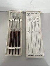 Vintage Dolphin Stainless Steel Fondue Fork Set Of 4 With Original Box NEW