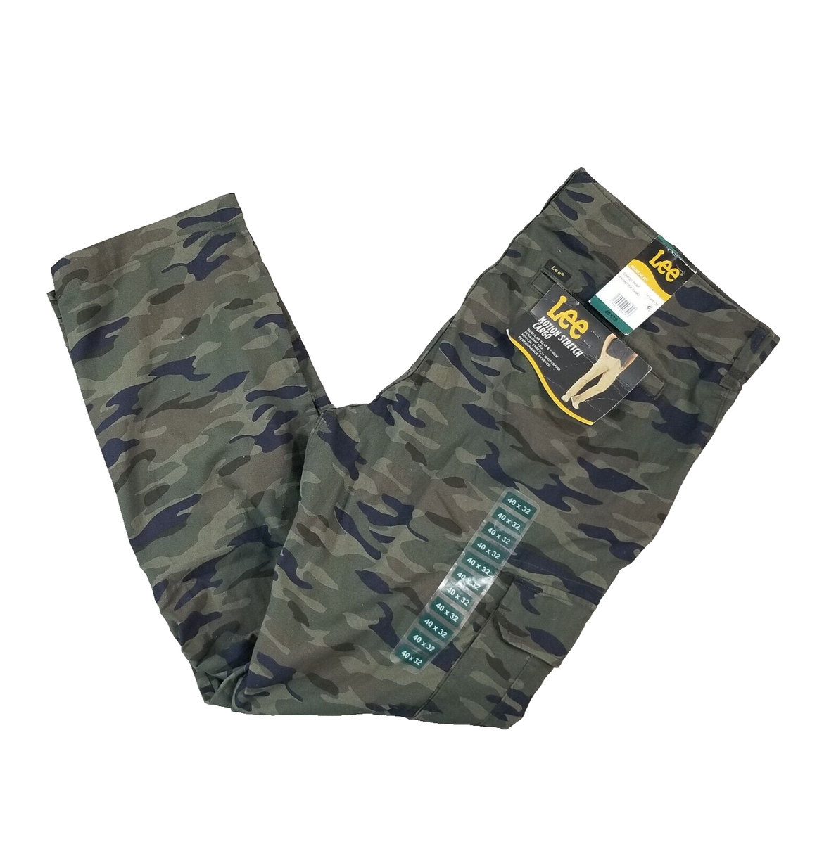 【L.E.E.Y】 CAMO POCKET CARGO PANTS Lee Motion Stretch Camo Cargo Pants men's 40x32 green