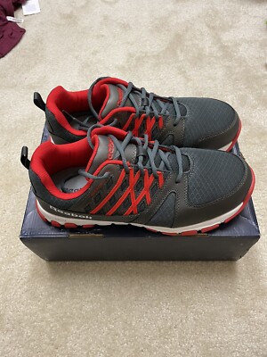 Reebok Mens Grey/Red Leather Work Shoes Sublite Oxford ST