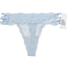 Gilly Hicks Hollister Strappy Lace Thong Underwear Light Blue Pants Knickers L
