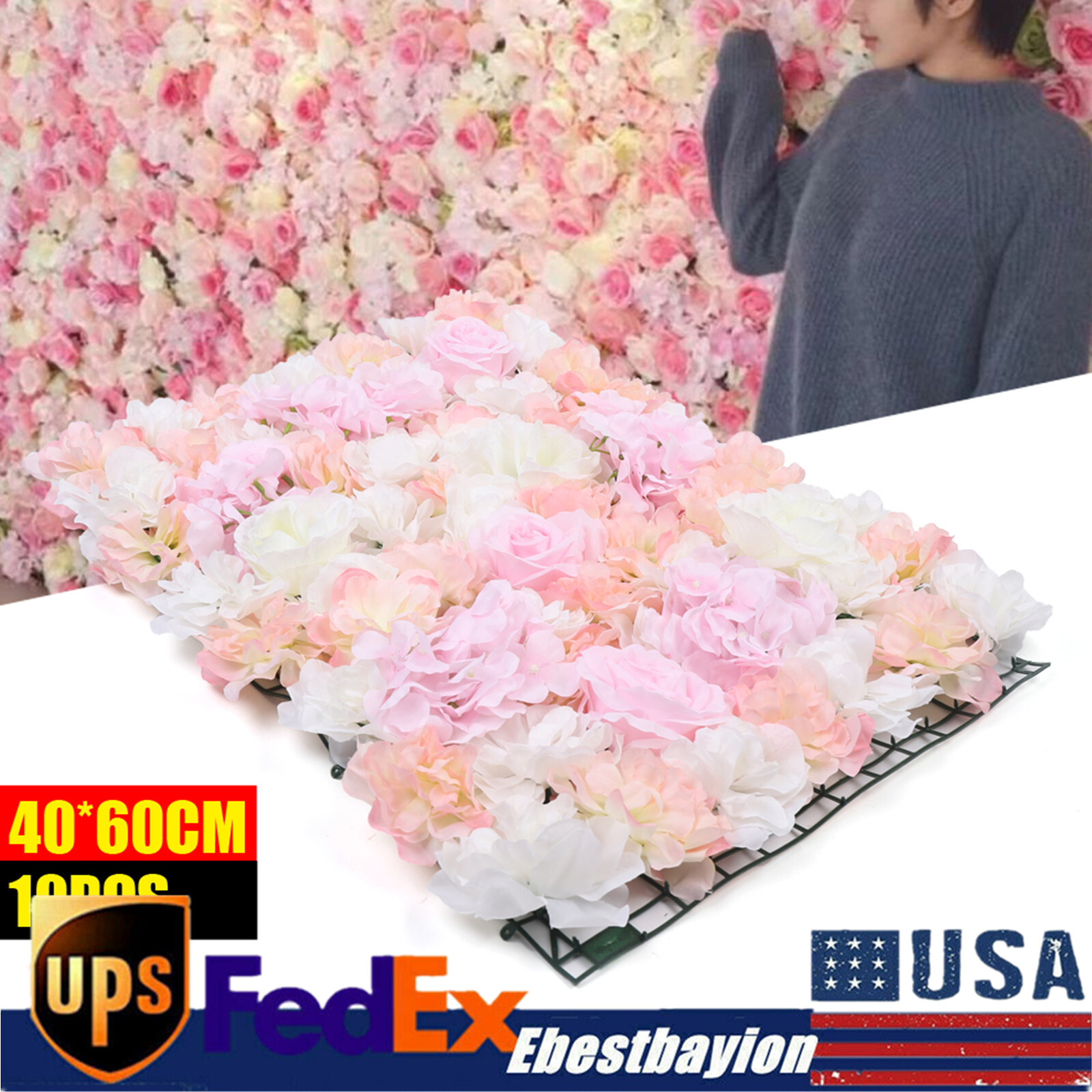 10Pcs Artificial Silk Flower Hydrangea Wall Panel Banquet Wedding Party Decor