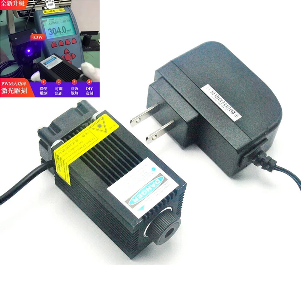 405nm 300mW Purple Violet/Blue Dot Laser Diode Module Carving w 12V AC ...