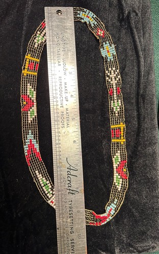 Vintage Native American Seed Bead Hat Band 23" Length Fashion Jewelries - Picture 2 of 5