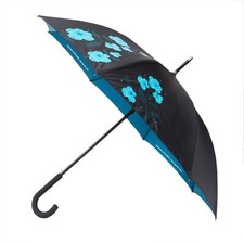 Floral Umbrella Brolly Black & Blue Good Friends Automatic Open - Cheeky Classic