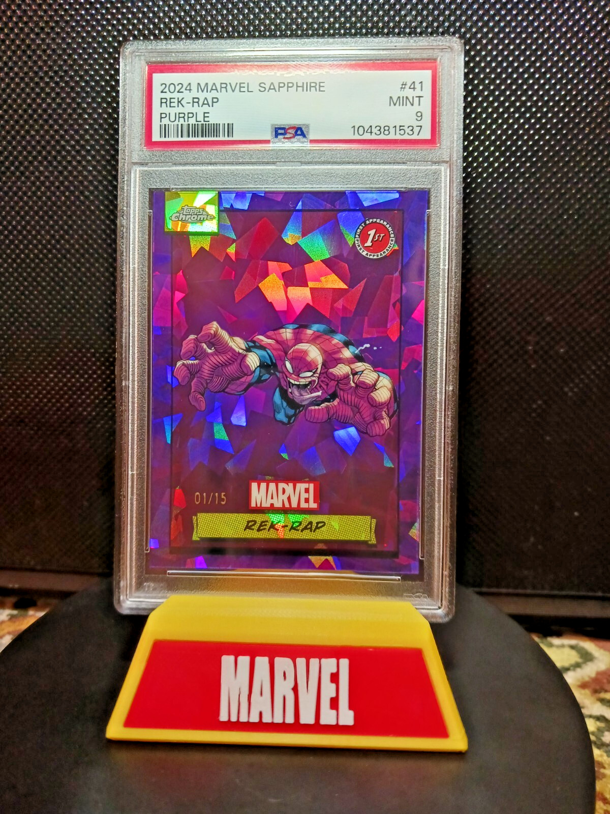 Topps Chrome Marvel Purple Sapphire 01/15 ALPHA 1st REK-RAP #41 💥PSA 9 💥VIDEO