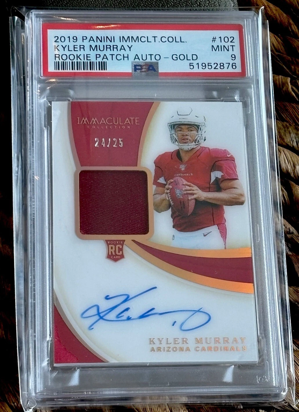 Kyler Murray Panini Immaculate Collection #102 Rookie Patch Autograph-Gold