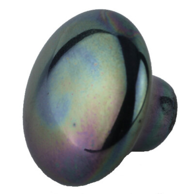 (5 Pack) 1-1/2 inch Ceramic Knob Black Iridescent