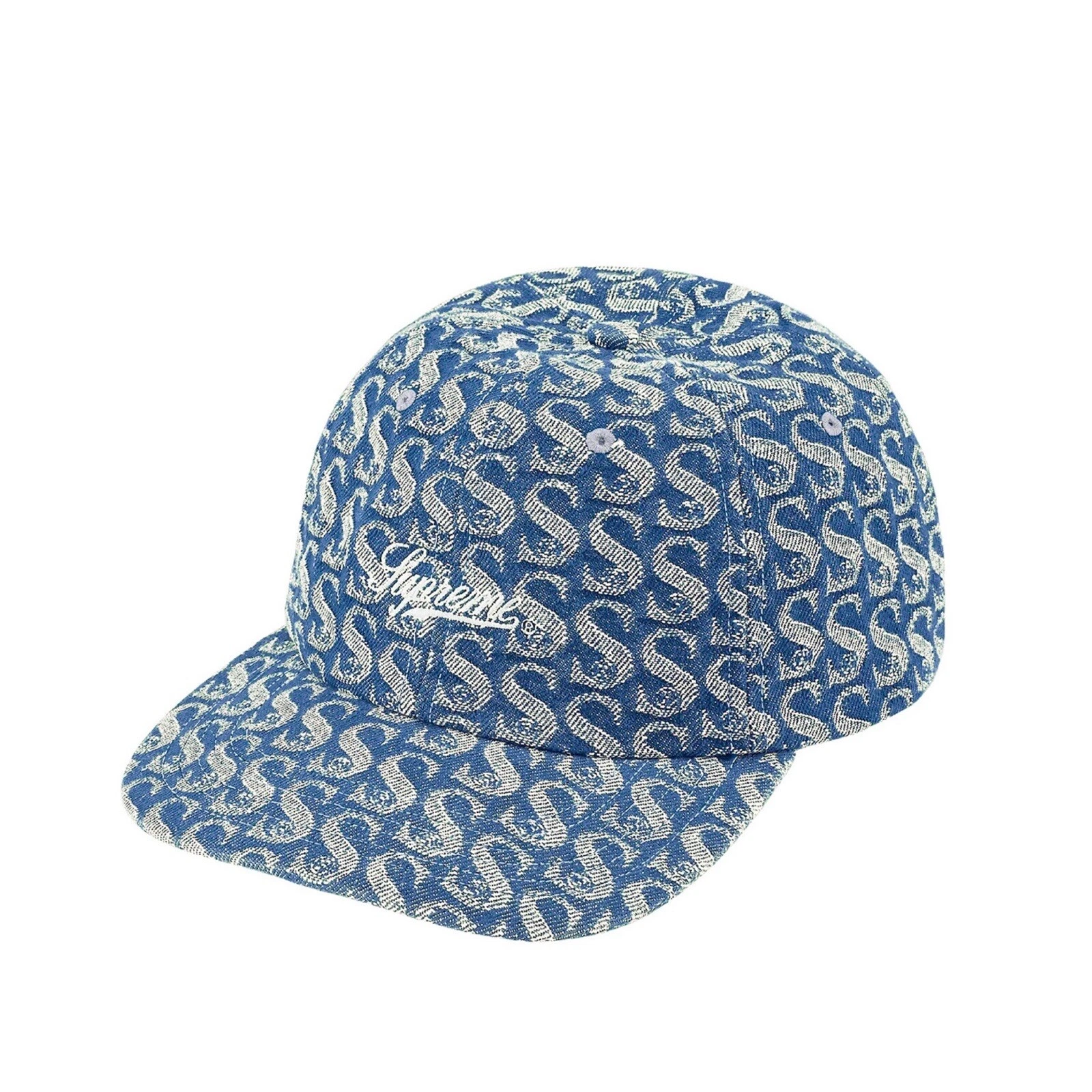 Casquette 6 panneaux en denim monogramme SUPREME (SS21)
