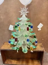Vtg NOS Plastic Christmas Tree With Attached Plastic Wrapped Candy Ornaments