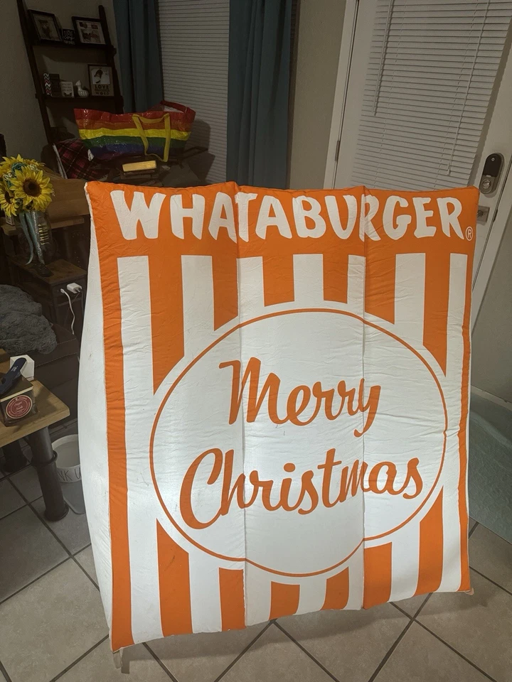 Whataburger Restaurant Fast Food 2020 Christmas Inflatable Table Tent Rare Find! - Image 3 of 4