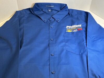 New 3XL Port Authority Mens Work Shirt Phillips Chevrolet Hyundai RV Blue Button