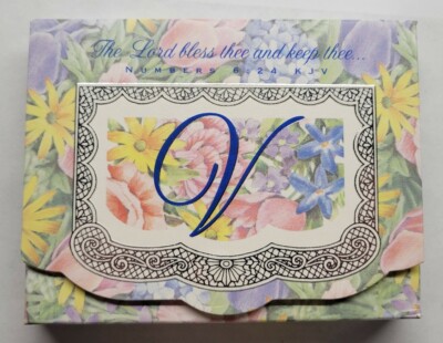 Dayspring Floral Monogram V Note 10 Notes & Envelopes