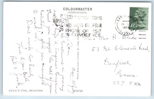 Postcard Devil's Dyke Brighton Sussex England posted 1974 - Picture 2 of 2