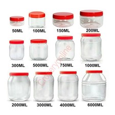 Plastic Storage Jars Pots Screw Top Lids Spices Food Container Clear Pet Tub