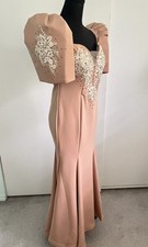 Modern Filipiniana Long Dress Mestiza Sleeve BEIGE Large Ship Same Day 