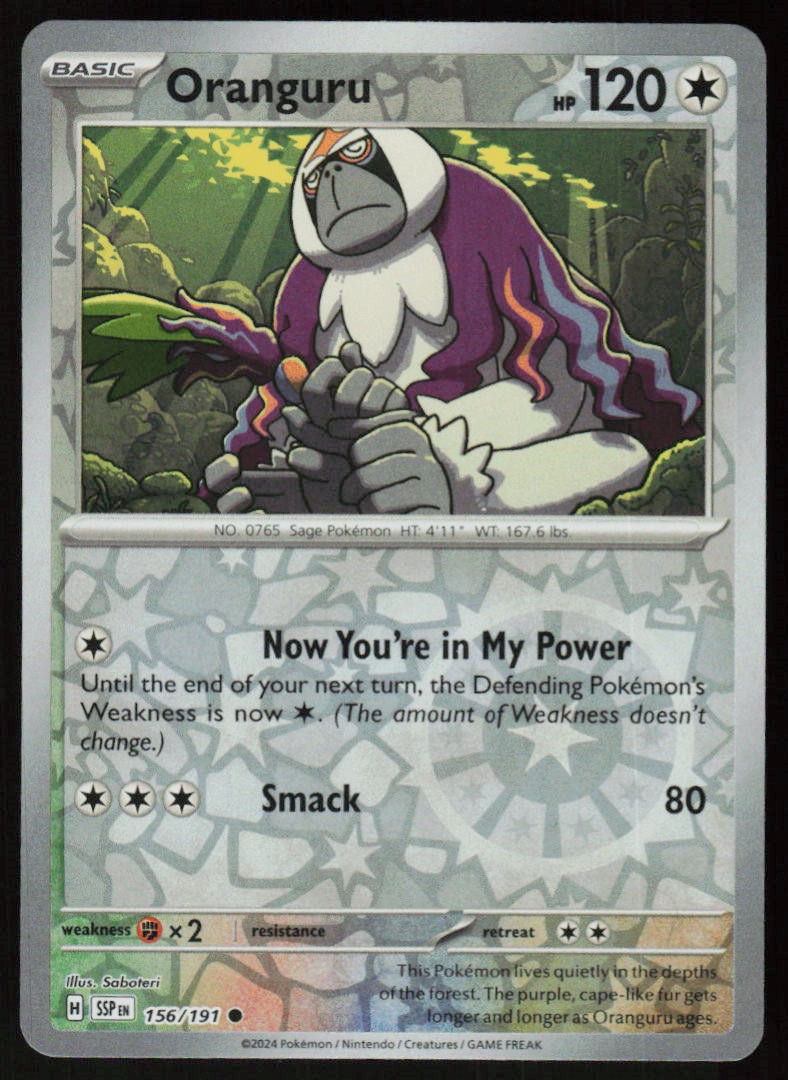 Oranguru 156/191 Common Surging Sparks Pokemon Reverse Holo Near Mint