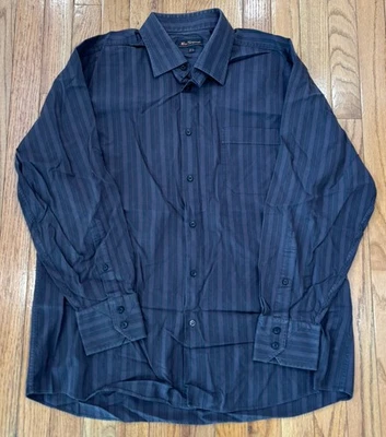 Ben Sherman Brown Red Striped Button Front Long Slv Dress Shirt 161/2 32-33 READ - Image 1 of 4