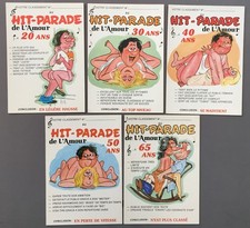 Konvolut 5 humorvolle Postkarten, Hit Parade ...