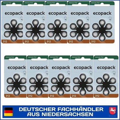 VARTA Ecopack 6x 12x 24x 30x 60x 120x Typ 312 PR41 ZL3 Hörgeräte Batterien