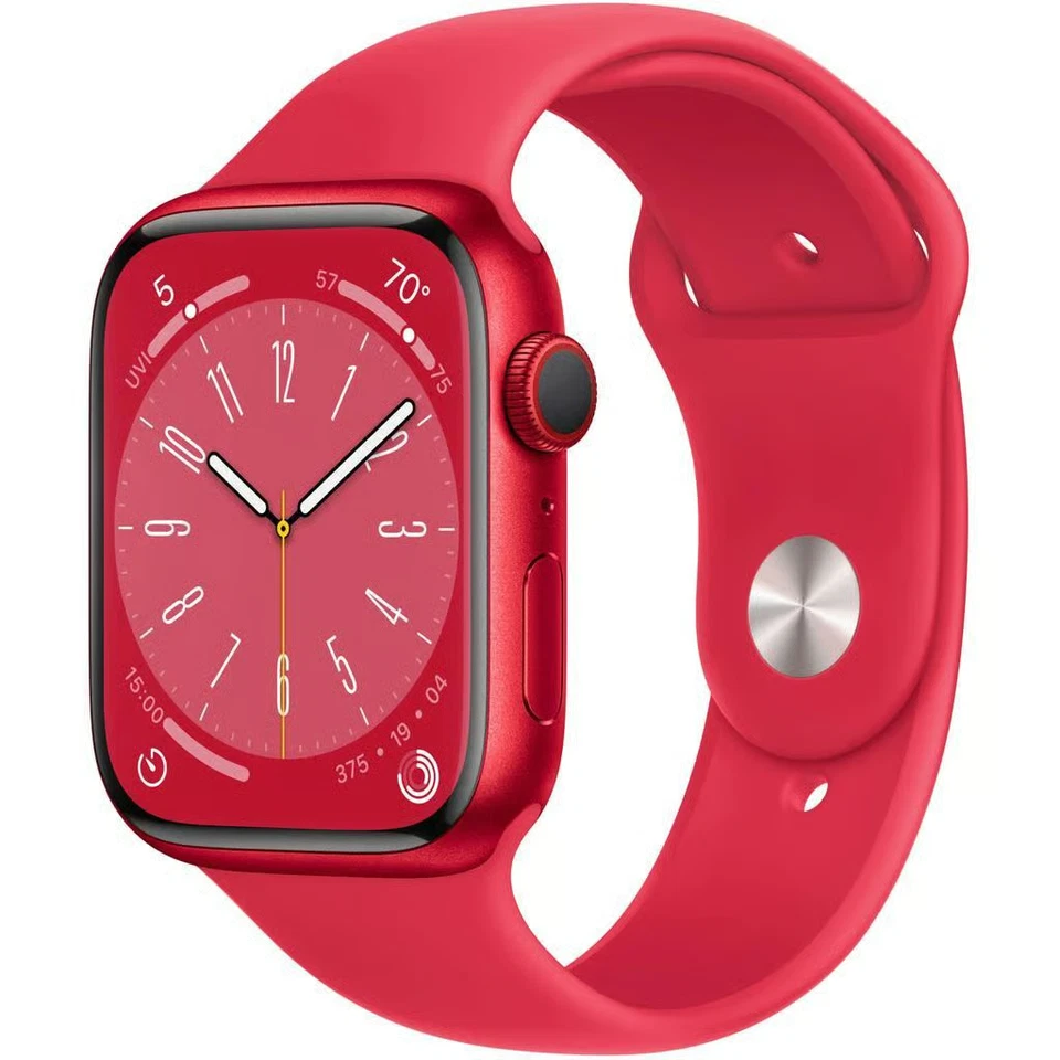 Apple Watch Series 8 45mm Aluminiumgehäuse mit Sportarmband in Rot...