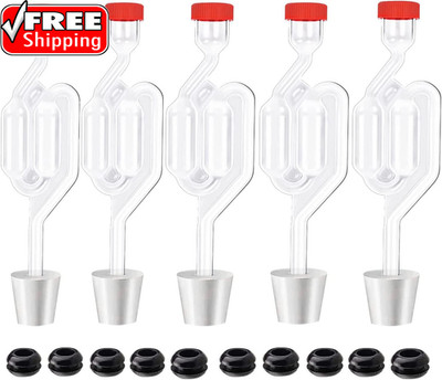 5Ct. S - Shape Airlock with # 6 Stopper 5Pcs & Grommets 10Pcs,Bubble Fermentatio