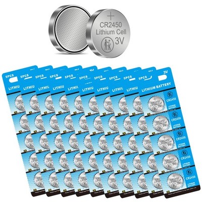 CR2450 Lithium Battery 3 Volt Coin Button 50 Pack