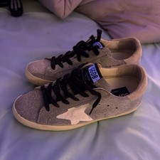 Golden Goose Deluxe Brand Superstar Glitter Low Top Lace-Up Sneakers Silver