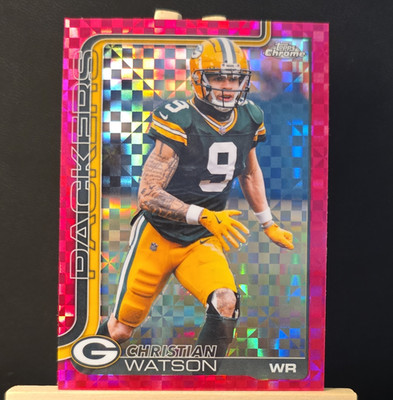 2025 Topps Chrome Christian Watson Hot Pink X-Fractor #112 Green Bay Packers