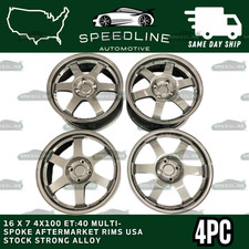 4pc 16 X 7 4x100 Et40 Cb73.1 Gray 5-spoke Style Rims Alloy Wheels Free Us Ship