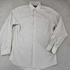 Stafford Shirt Mens Small Gray Check Button Down Long Sleeve Smart Tech Regular