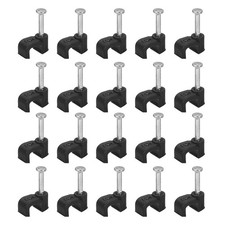 100 Pcs 0.18 Inch Cable Clips, Ethernet Cable Clamps with Steel Nails, Black