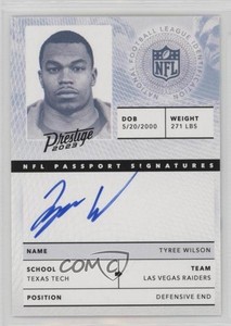 2023 Panini Prestige NFL Passport Signatures Tyree Wilson #NPS-TW Rookie Auto RC