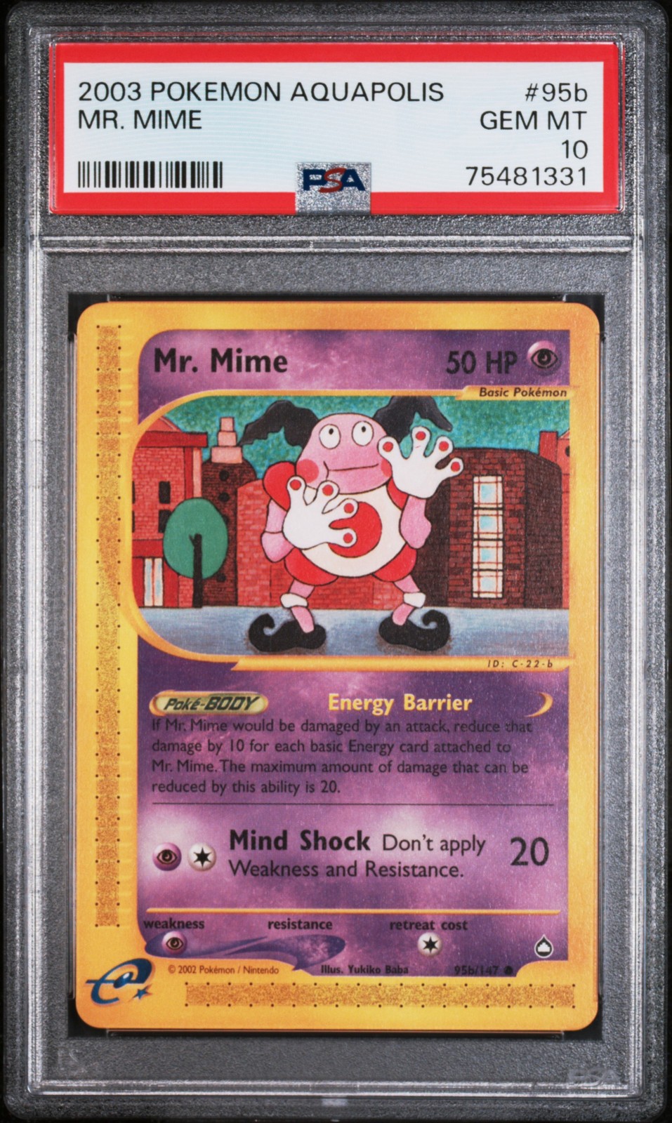 2003 Pokemon Aquapolis Mr. Mime 95b/147 - PSA 10 - POP 40