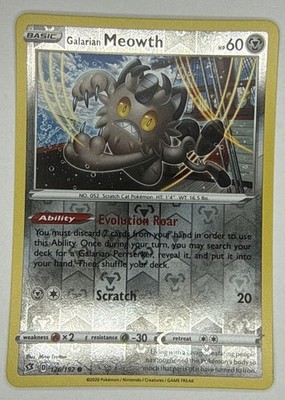 Galarian Meowth 126/192 - Swsh02: Rebel Clash Reverse Holo Near Mint
