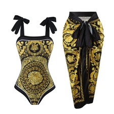 Piece Bathing Suit for Women with Beach Cover up Wrap Skirt Swimsuit Sarong F...