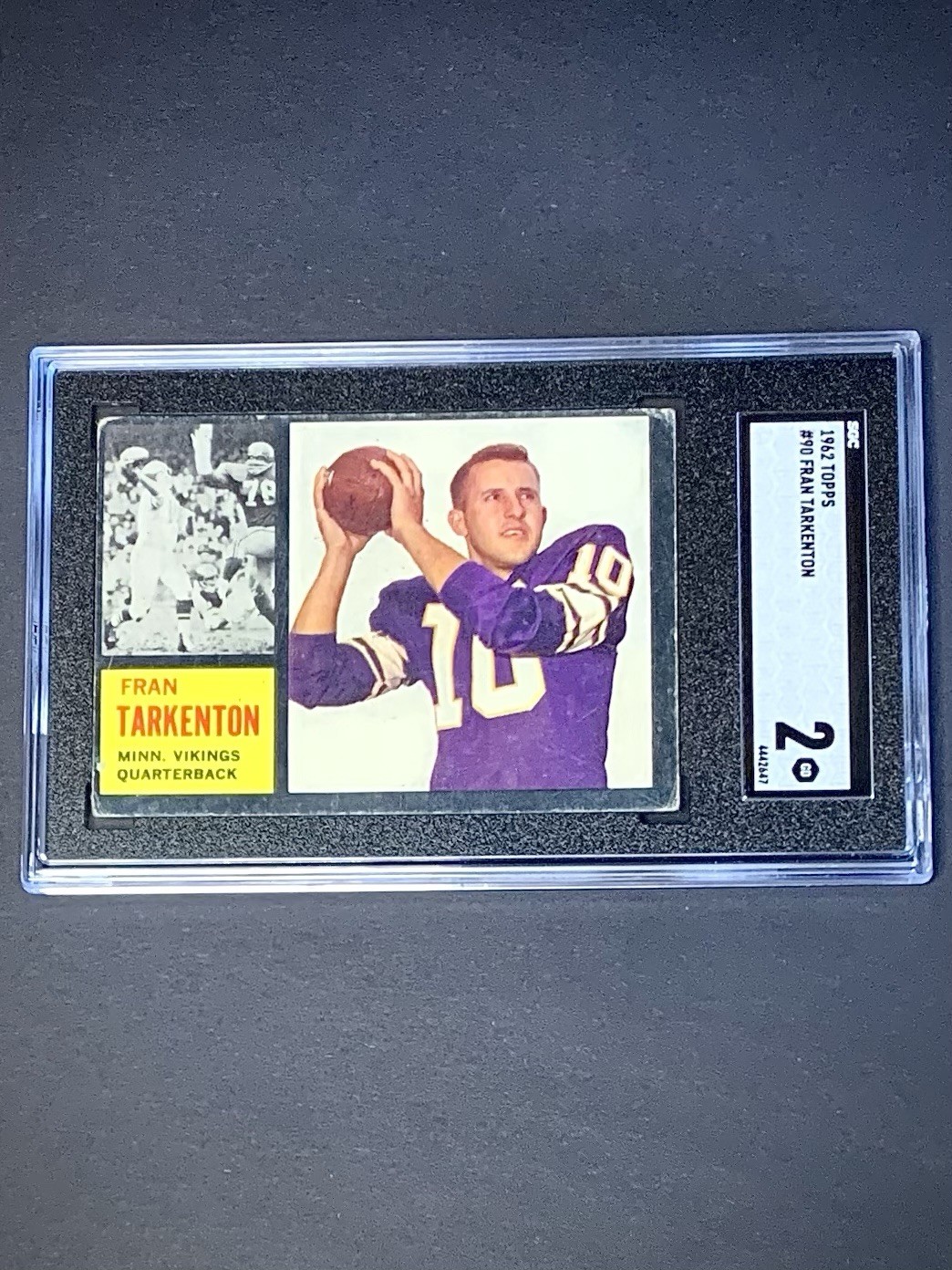 1962 Topps HOF Fran Tarkenton #90 Minnesota Vikings Rookie SGC 2 Good SP Vintage