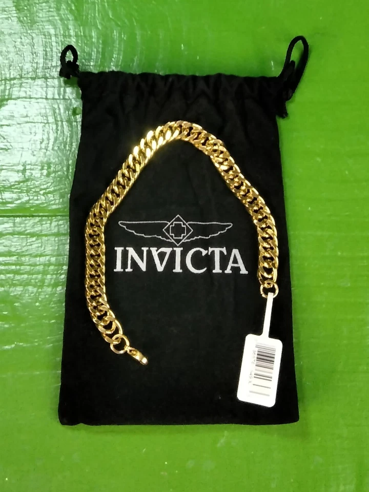 Brazalete Invicta Elements moderno para hombre tono dorado SS 80802 en bolsa de joyería negra Foto 2 de 4