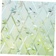 Static Cling Window Film Bamboo, Stained Glass Door Film Privacy Window Tints, 