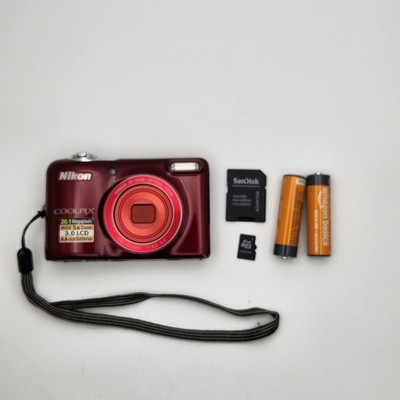 Nikon Coolpix L30 Red 20MP Digital Camera w/ Battery+Card Tested
