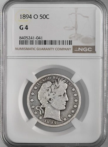 1894-O  50C BARBER SILVER HALF DOLLAR  "NEW ORLEANS"  NGC G04  #8405241-041