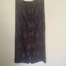 Vintage 90s Christopher Banks Striped Utility Midi Skirt Grey Tan Cotton Sz 10