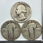 3 US Quarters 90% Silver - Standing Liberty & Washington Quarters
