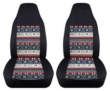 2 Front Car Seat Covers Blk-aztec Red Blue Fits 1998-03 Ford Ranger Bucket Seats